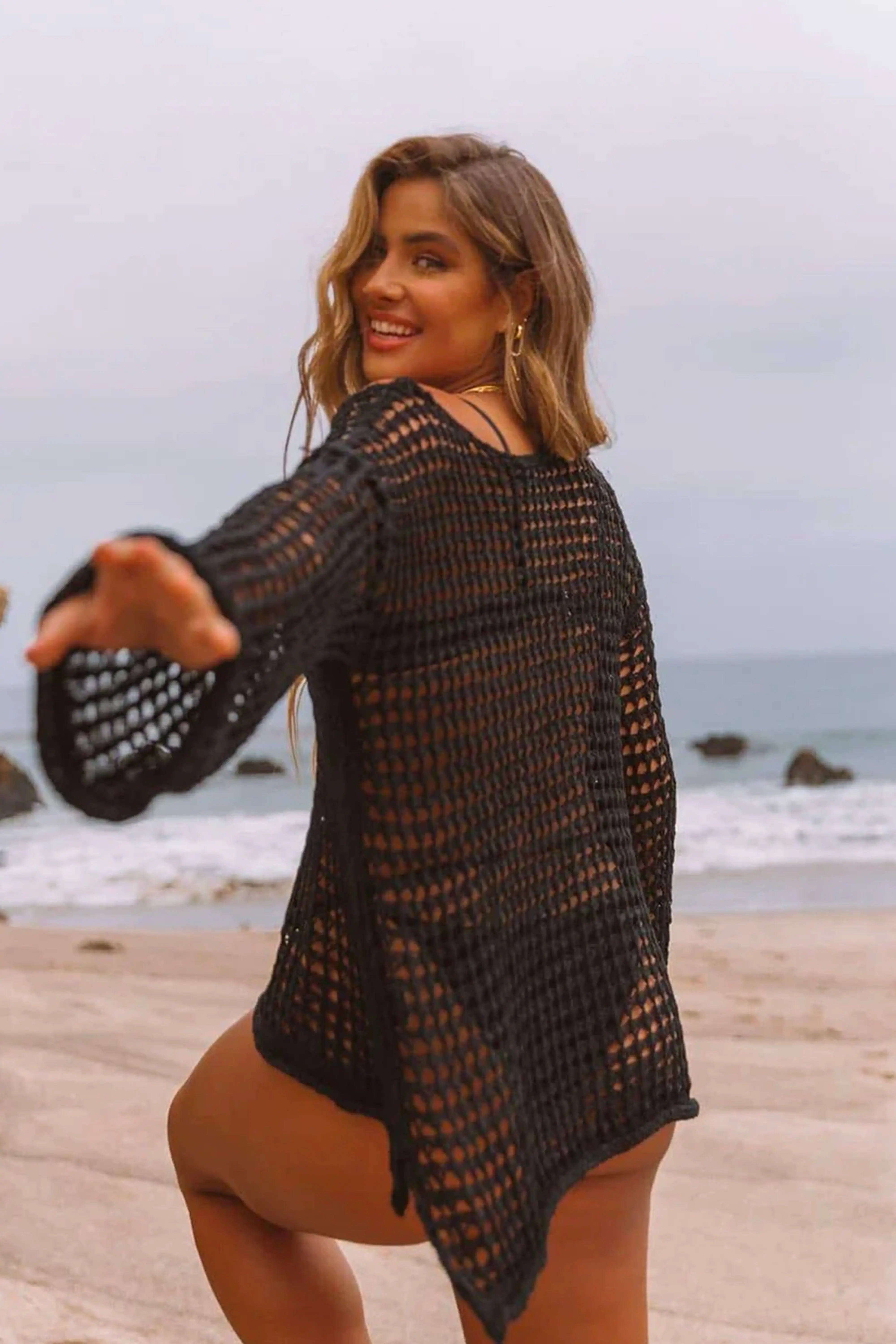 Beach Elegance: Crochet Mesh Cover-Up for Sophisticated Seaside Style SandSet