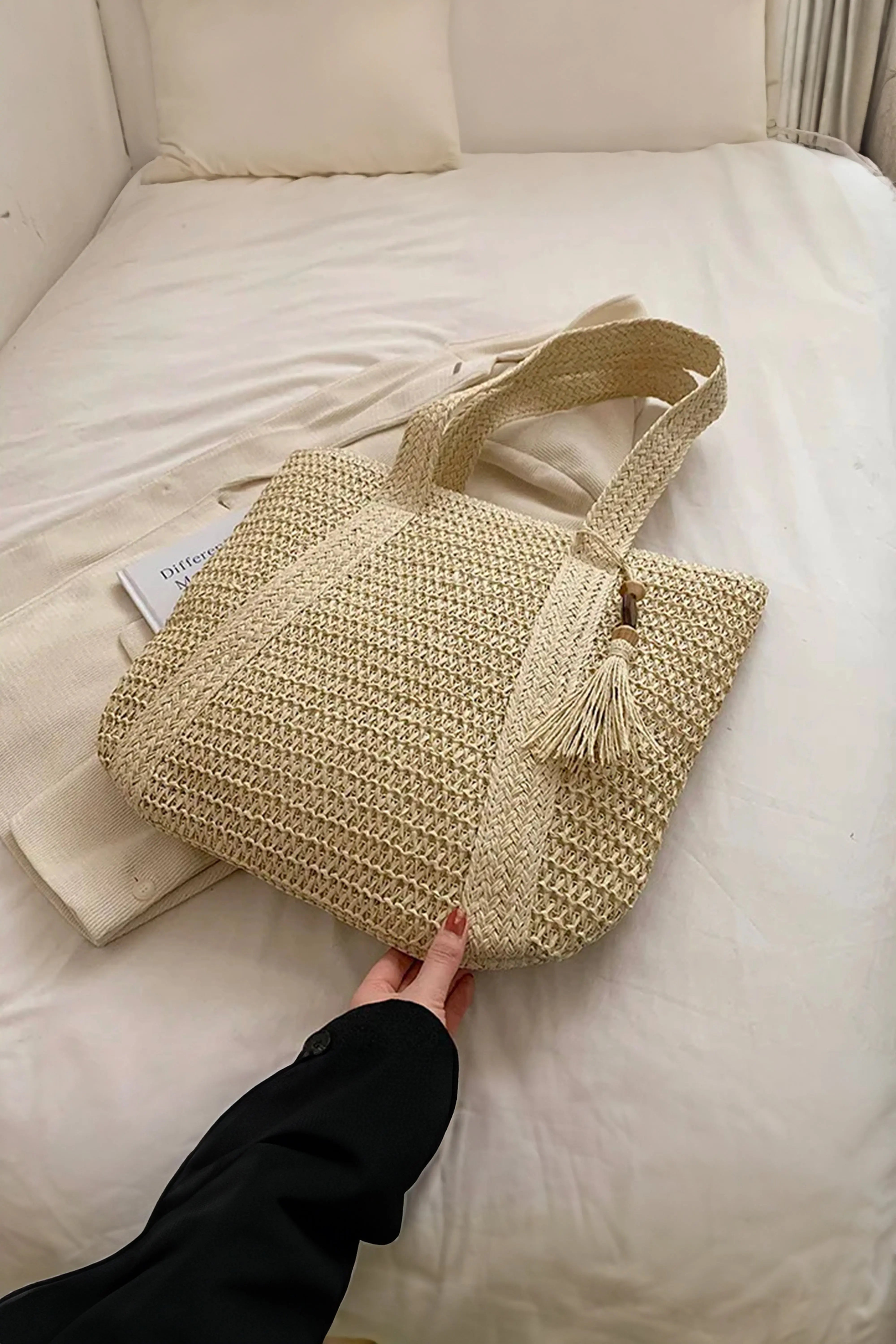 Retro Chic Crochet Beach Tote SandSet